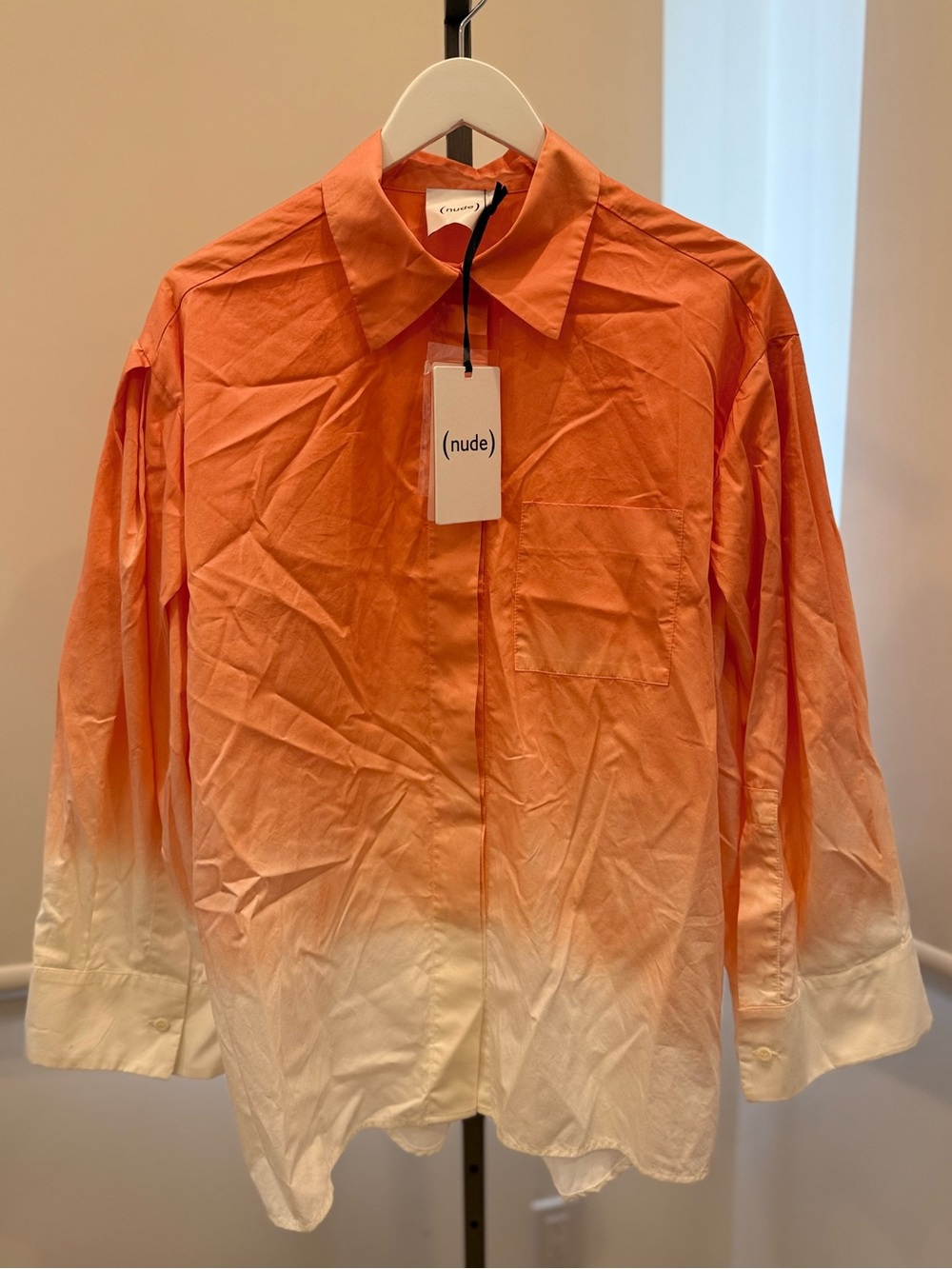 (nude) Long Sleeve Shirt With Faded Dye - Caramel